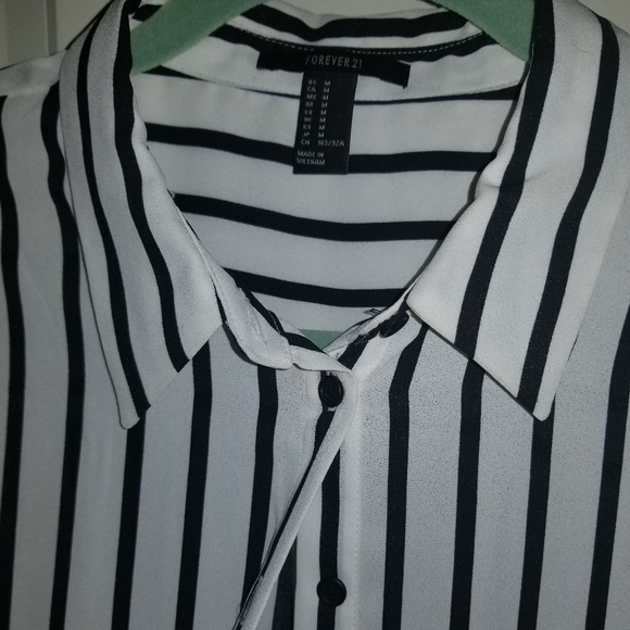 Striped Forever 21 Button Up Blouse/Top, Medium - Picture 3 of 4